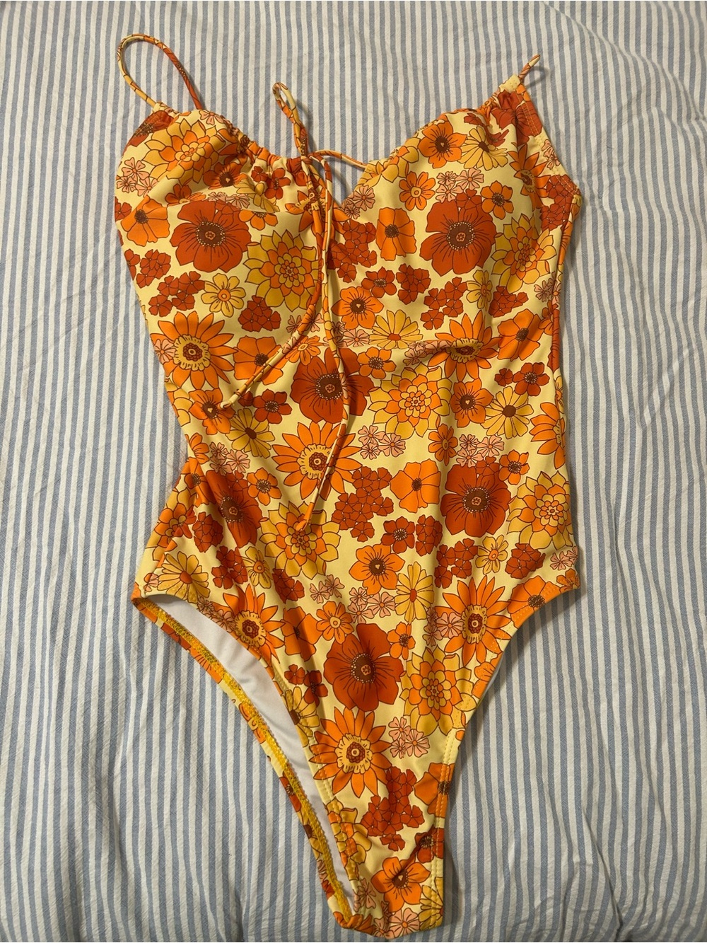 Retro Floral One-Piece Swimsuit in Yellow & Orange Geode Swimwear